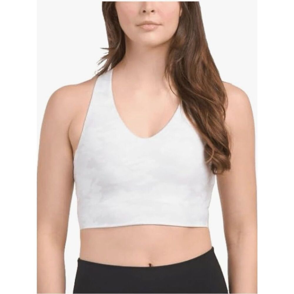 SPANX Womens Longline Medium Impact Sports Bra, White Camo, XS, NWT